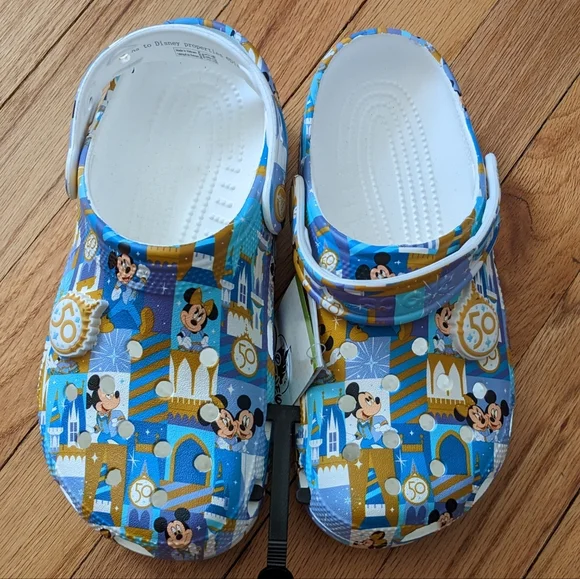 NWT Disney Parks WDW 50th Celebration Mickey/Minnie Mouse Crocs Clogs - Picture 1 of 3
